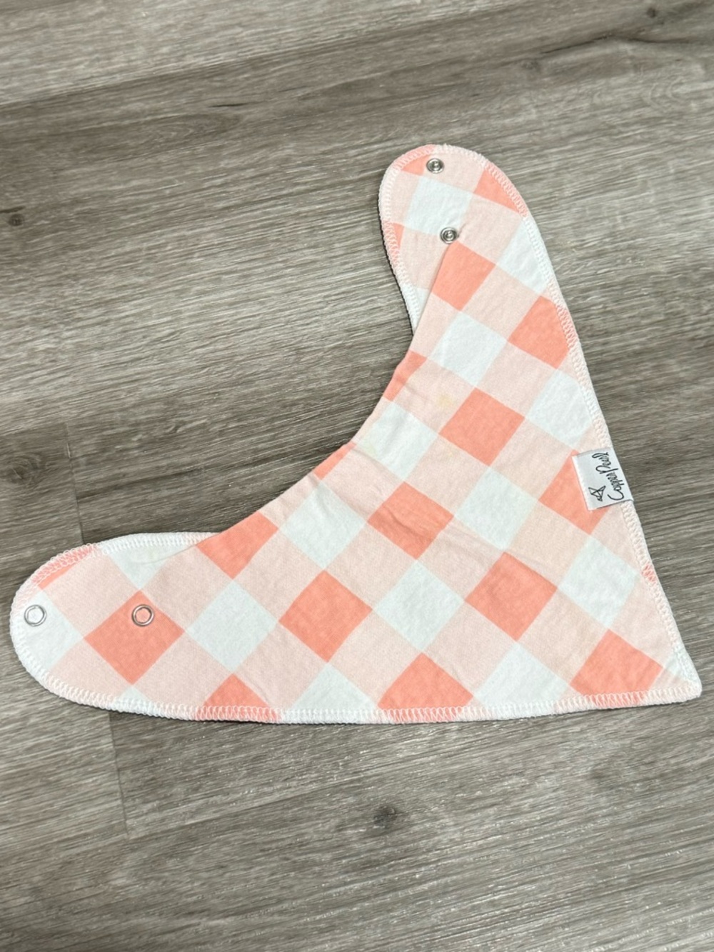 Buffalo Check Bandana Bib in Peach and White - Soft Absorbent Bib